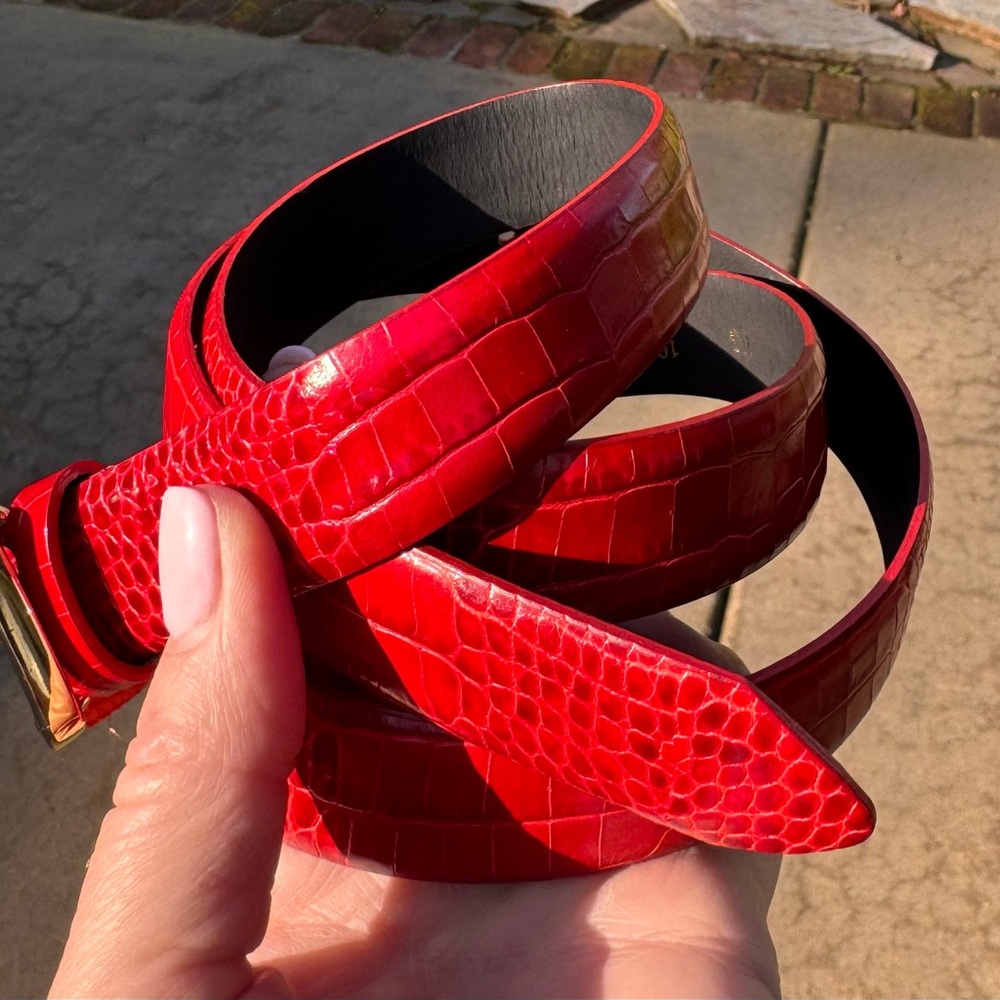 Sandro 100% Calf Skin Belt, Red, Made in Italy, Size T3 (large) - Picture 6 of 14